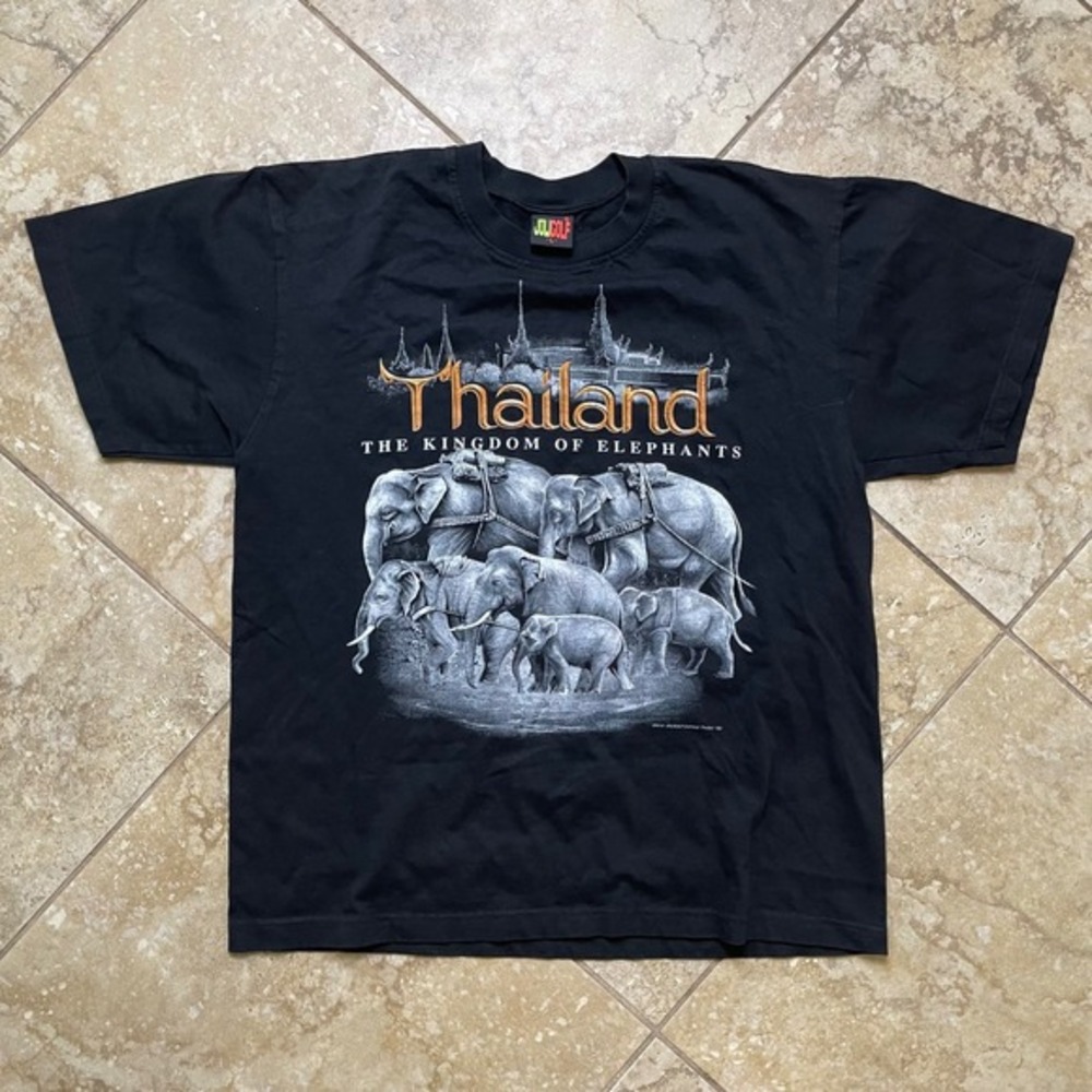 Joligolf Thailand Kingdom of Elephants‎ Graphic Print T-Shirt Black Large